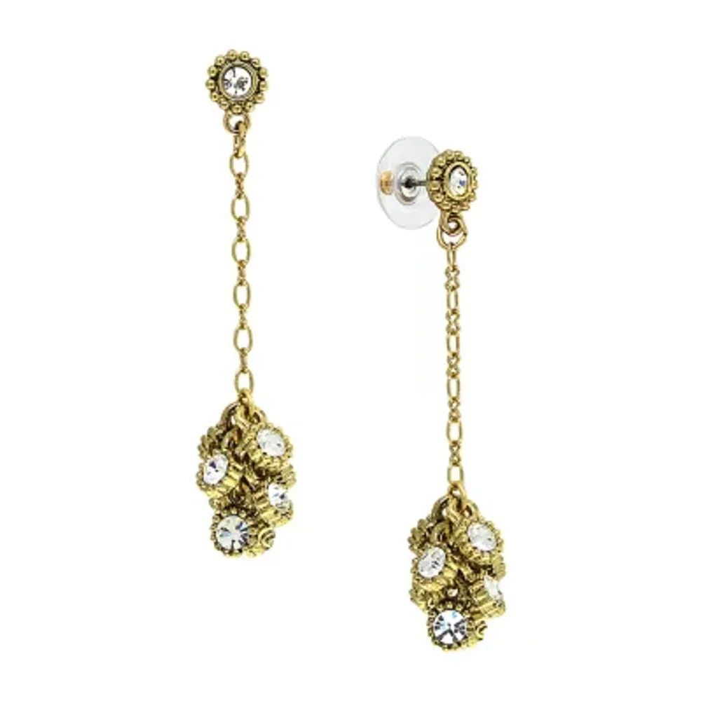 1928 Gold Tone Crystal Drop Earrings