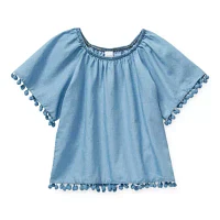 Arizona Little & Big Girls Scoop Neck Short Sleeve Blouse