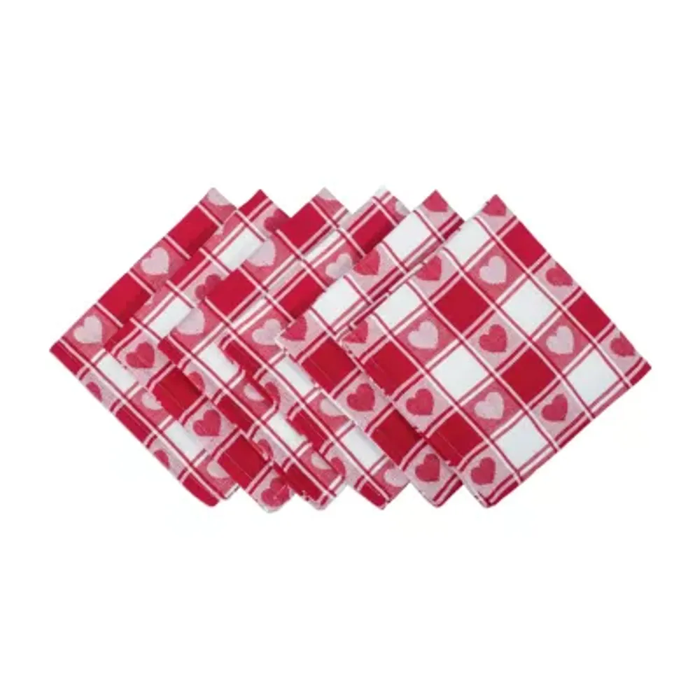 Design Imports Hearts Woven Check 6-pc. Napkins