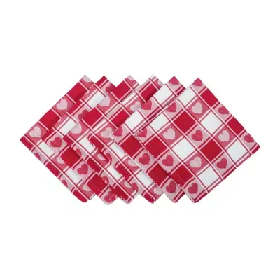 Design Imports Hearts Woven Check 6-pc. Napkins