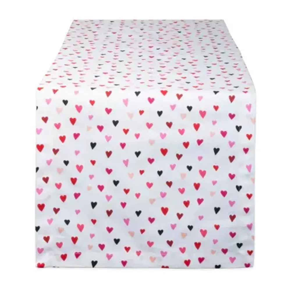 Design Imports Confetti Hearts Print Table Runner