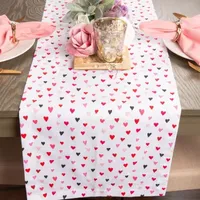 Design Imports Confetti Hearts Print Table Runner