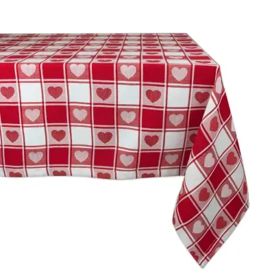 Design Imports Hearts Woven Check Tablecloths