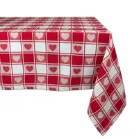 Design Imports Hearts Woven Check Tablecloths