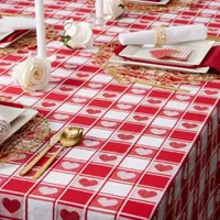 Design Imports Hearts Woven Check Tablecloths