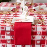 Design Imports Hearts Woven Check Tablecloths