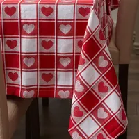 Design Imports Hearts Woven Check Tablecloths