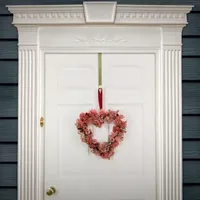 National Tree Co. 16 Pink Floral V Heart Wreath