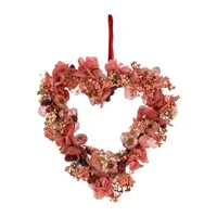 National Tree Co. 16 Pink Floral V Heart Wreath