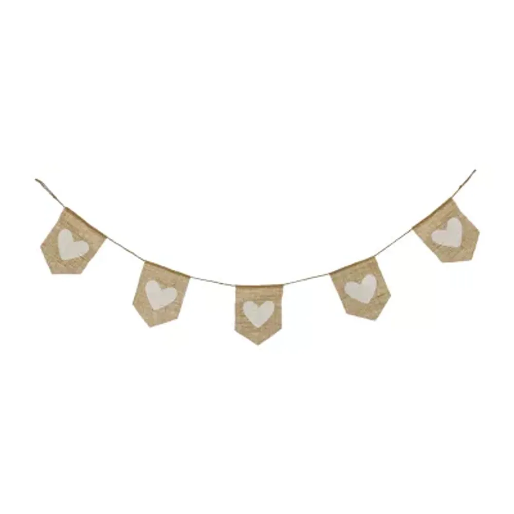 National Tree Co. 6 Ft. V White Hearts Valentines Day Indoor Outdoor Garland