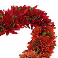 National Tree Co. 22 Red Ombre Floral V Heart Wreath Wreath