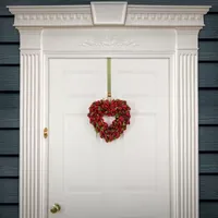 National Tree Co. 12 Red Petals And Leaves Floral V Heart Wall Sculpture