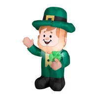 National Tree Co. 42 Inflatable Waving Leprechaun With Sh St. Patricks Day Outdoor Inflatable