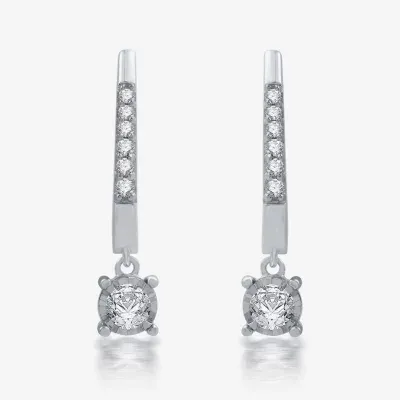 Ever Star (H-I / Si1-I1) 1/2 CT. T.W. Lab Grown White Diamond 10K White Gold 21mm Round Hoop Earrings