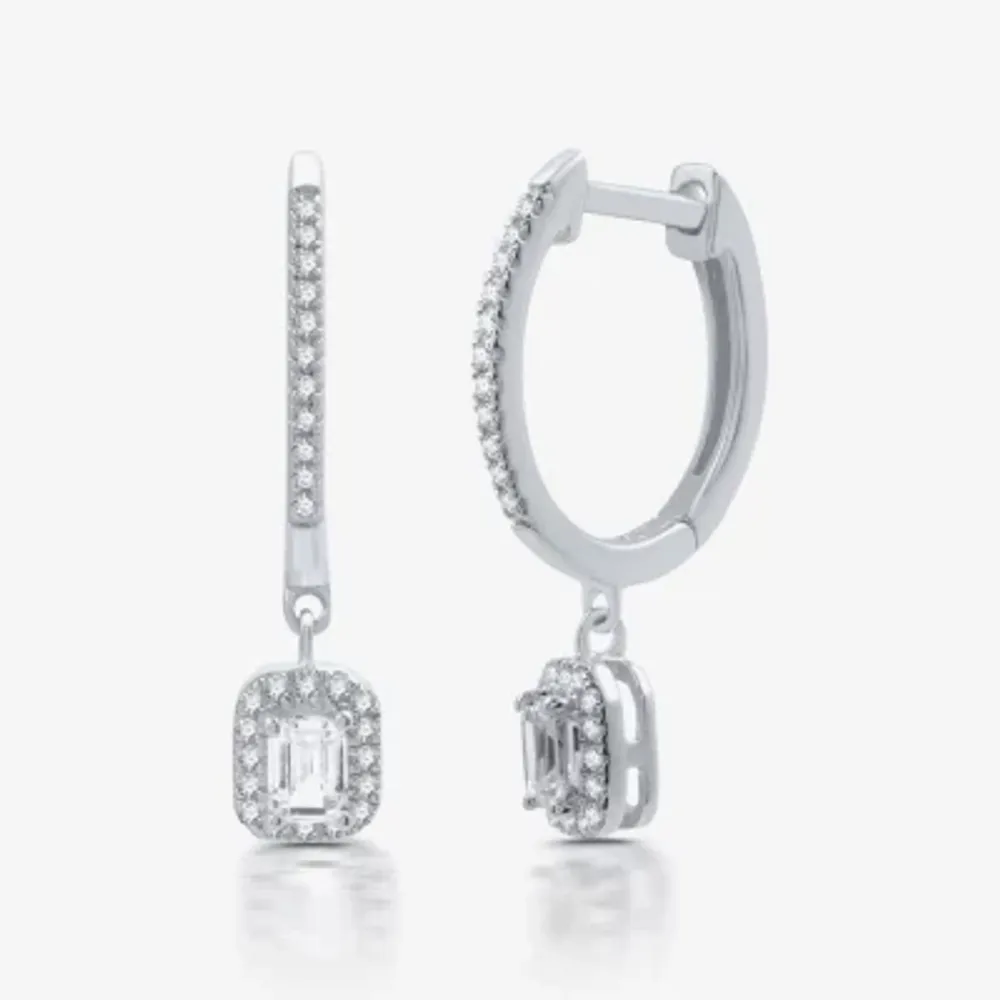 Ever Star (H-I / Si2-I1) 1/2 CT. T.W. Lab Grown White Diamond 10K White Gold 23mm Hoop Earrings