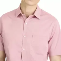 Van Heusen Stain Shield Mens Slim Fit Short Sleeve Striped Button-Down Shirt