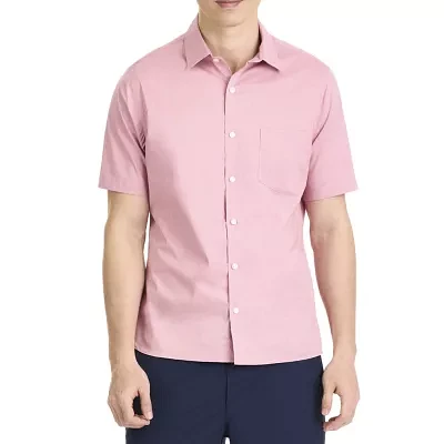 Van Heusen Stain Shield Mens Slim Fit Short Sleeve Striped Button-Down Shirt