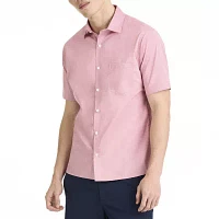 Van Heusen Stain Shield Mens Slim Fit Short Sleeve Striped Button-Down Shirt