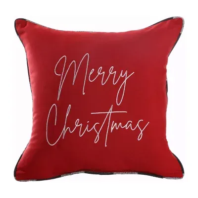 Mozaic Company Two-Sided Merry Christmas 18'' Square Outdoor Pillow - Crimson