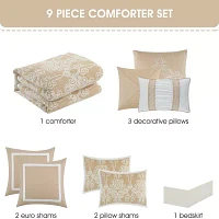 Stratford Park Janis 9-pc. Damask + Scroll Midweight Comforter Set