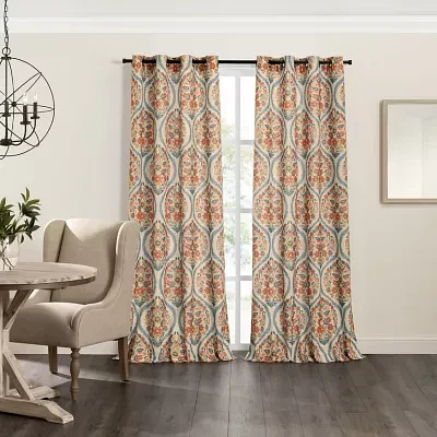 Fieldcrest Catalina Print Light-Filtering Grommet Top Single Curtain Panel