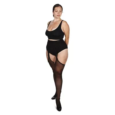 MeMoi Suspender Lace Trim Tights Plus