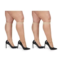 MeMoi Silky Sheer Wide Calf 2-pc. Knee Highs Plus
