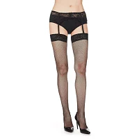 MeMoi Lace Top Fishnet Thigh Highs