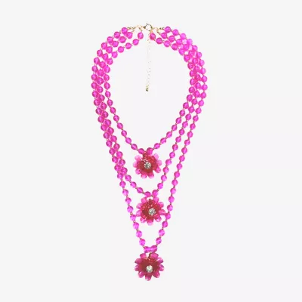 Bijoux Bar Crystal 20 Inch Link Flower Statement Necklace