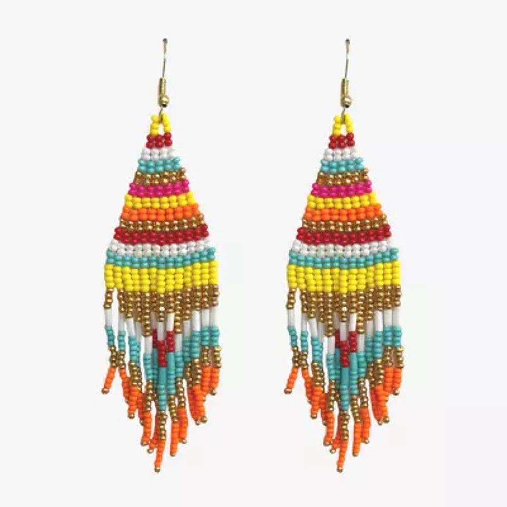 Bijoux Bar Beaded Fringe Drop Earrings