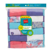 Hanes Ultimate Tagless Cotton Little & Big Girls 12 Pack Bikini Panty