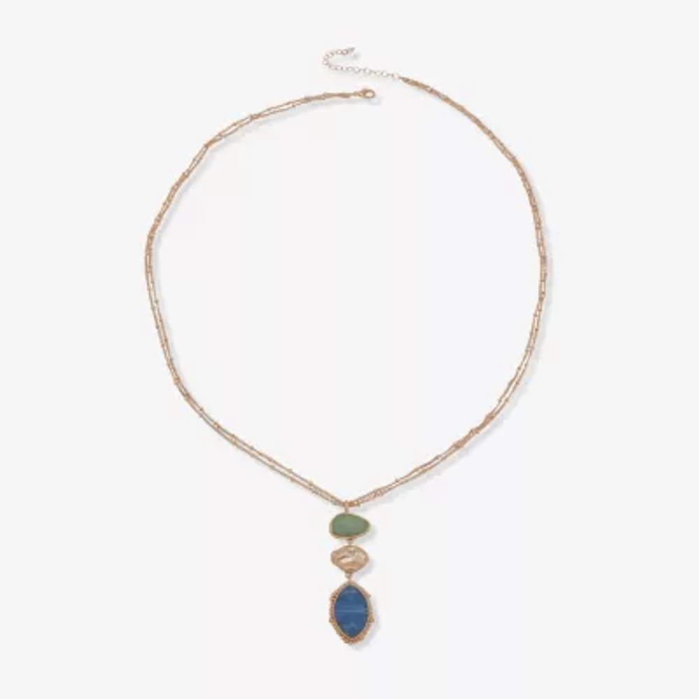 a.n.a Gold Tone Linear Womens Zinc Pendant Necklaces
