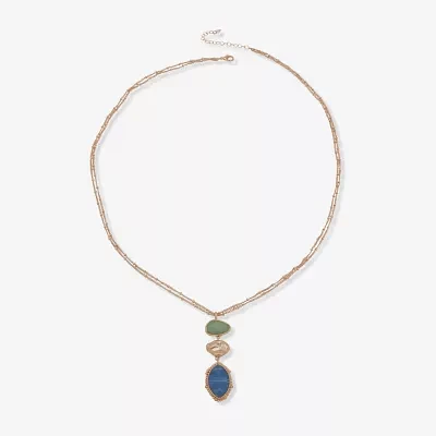 a.n.a Gold Tone Linear Womens Zinc Pendant Necklaces