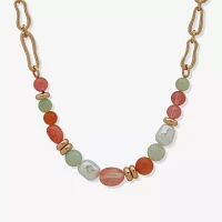 a.n.a Gold Tone Bead Frontal Gold Tone Collar Necklace