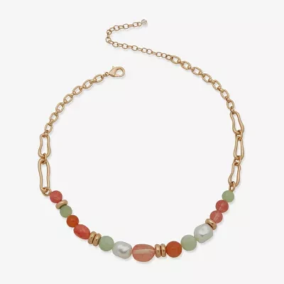 a.n.a Gold Tone Bead Frontal Gold Tone Collar Necklace