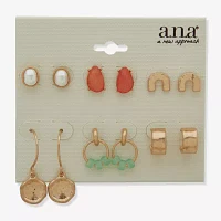 a.n.a Gold Tone 6 Pair Simulated Pearl Earring Set