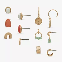 a.n.a Gold Tone 6 Pair Simulated Pearl Earring Set