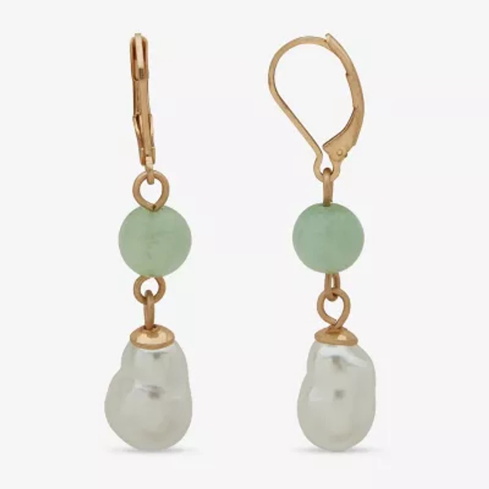 a.n.a Gold Tone Bead Simulated Pearl Drop Earrings