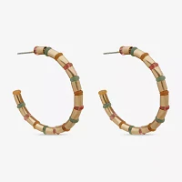 a.n.a Gold Tone Beaded Hoop Earrings