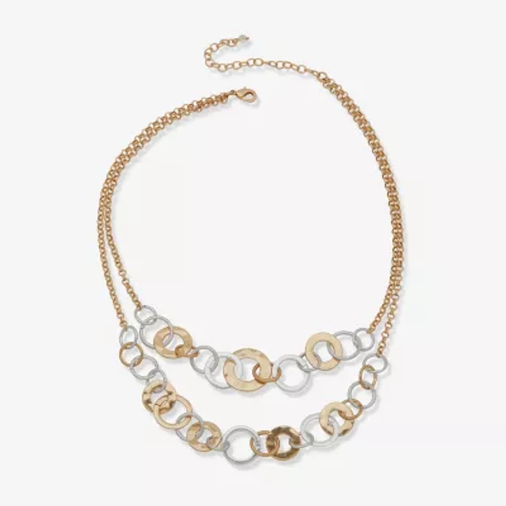 a.n.a Two Tone Hammered Collar Necklace