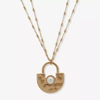 a.n.a Two Tone Hammered Womens Zinc Pendant Necklaces