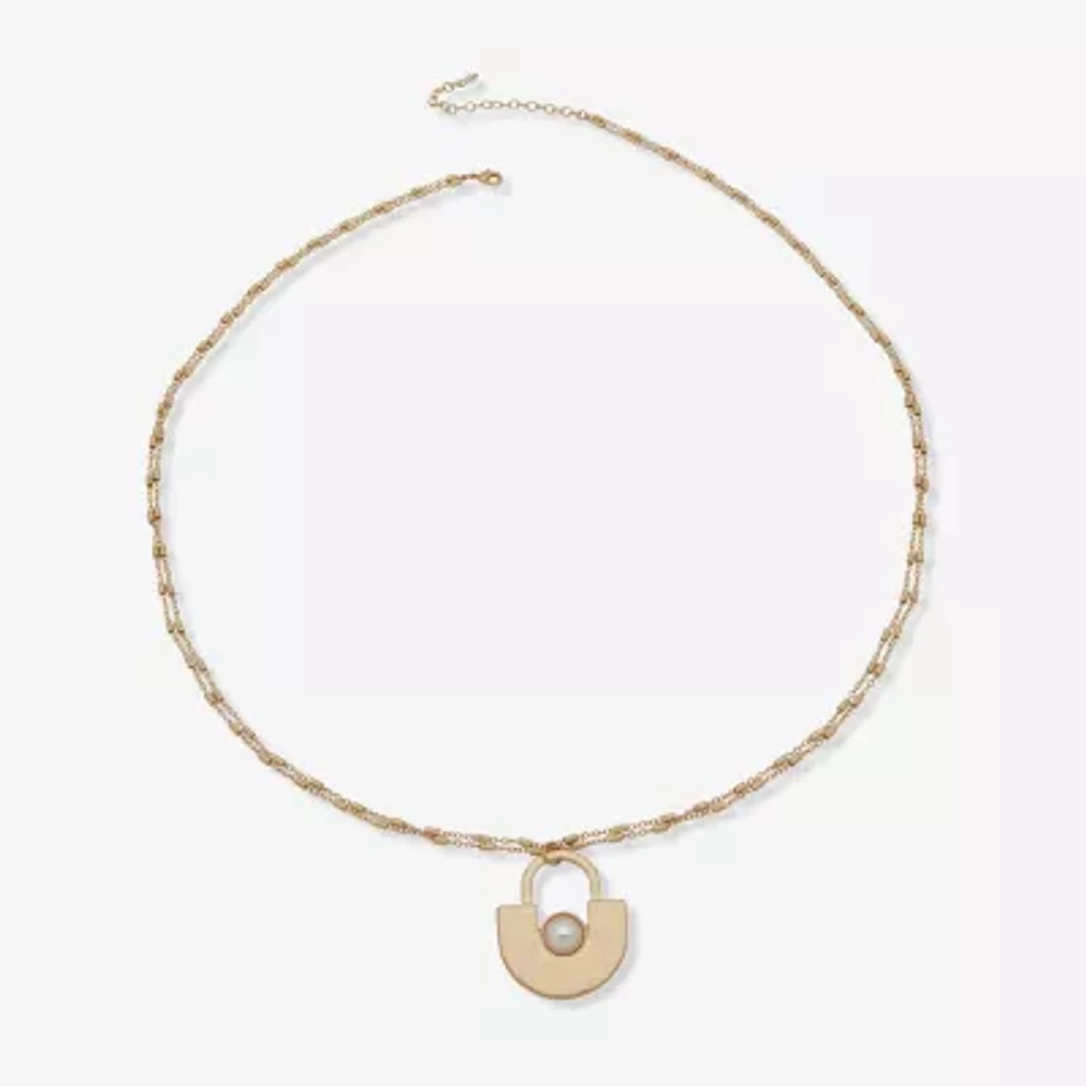 a.n.a Two Tone Hammered Womens Zinc Pendant Necklaces
