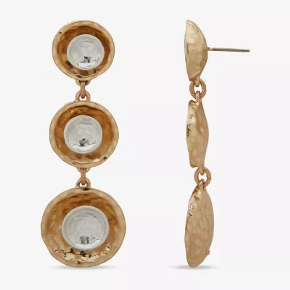 a.n.a Two Tone Hammered Womens Drop Earrings