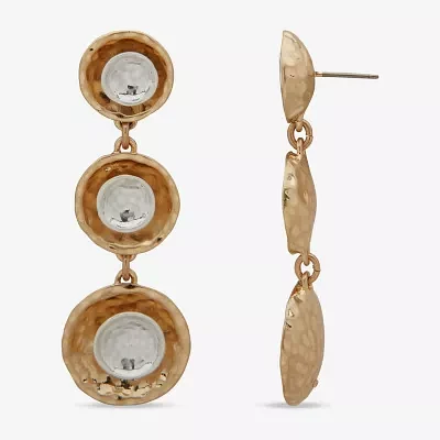 a.n.a Two Tone Hammered Womens Drop Earrings