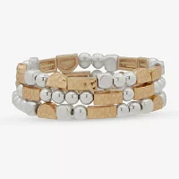 a.n.a Two Tone Hammered 3-pc. Bracelet Set