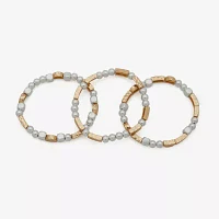 a.n.a Two Tone Hammered 3-pc. Bracelet Set
