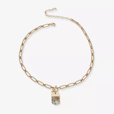 a.n.a Gold Tone Toggle Womens Zinc Paperclip Pendant Necklaces