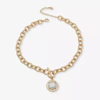 Worthington Gold Tone Toggle Simulated Pearl 17 Inch Cable Pendant Necklace