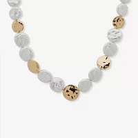 Worthington Gold Tone Beaded White Gold Tone Collar Necklace