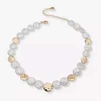 Worthington Gold Tone Beaded White Gold Tone Collar Necklace